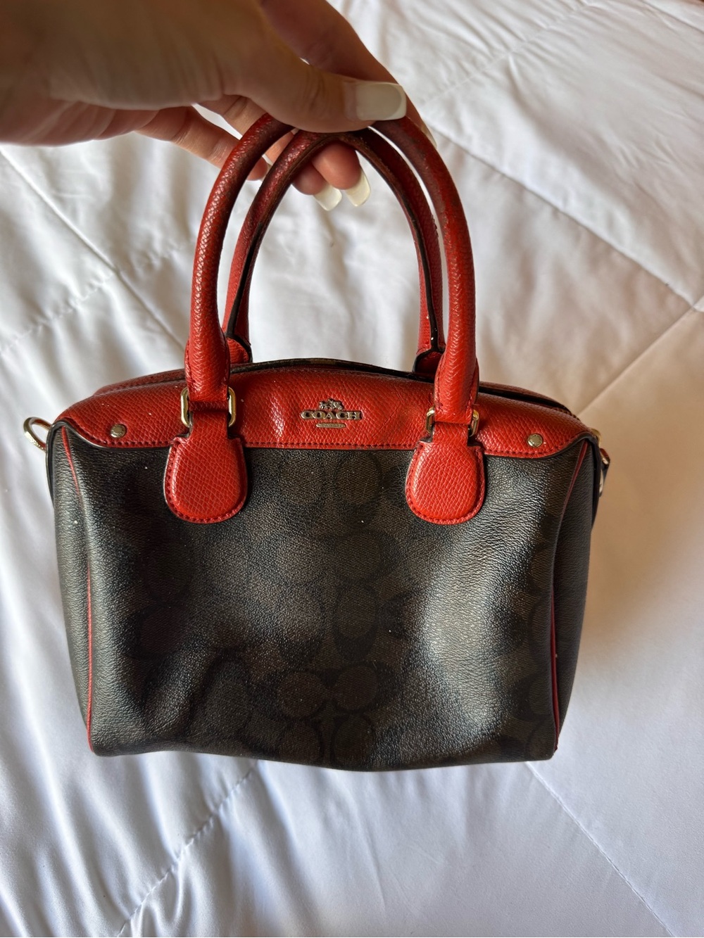 Coach Signature Canvas Satchel in Brown & Red project piece